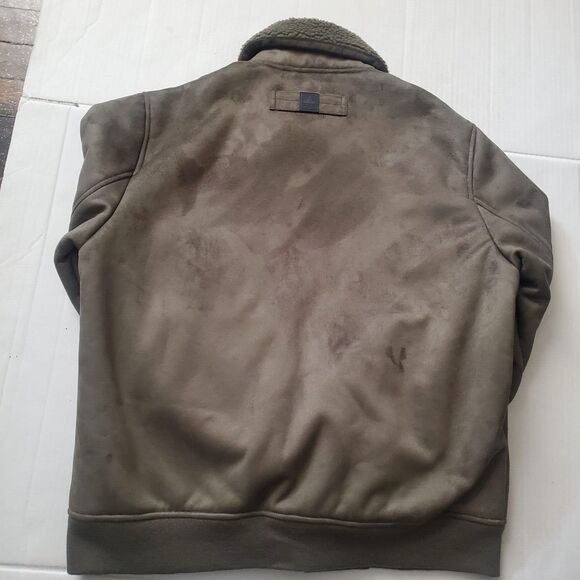 Size M - Rainforest Faux Suede Shearling Bomber Jacket Green Msrp $119.99 - Picture 4 of 7